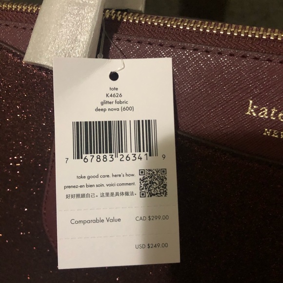 Kate Spade Deep Nova Shimmer Tote and matching Cosmetic Case. - Picture 4 of 7